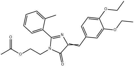 4H-Imidazol-4-one,  3-[2-(acetyloxy)ethyl]-5-[(3,4-diethoxyphenyl)methylene]-3,5-dihydro-2-(2-methylphenyl)- 结构式