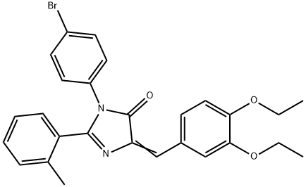 4H-Imidazol-4-one,  3-(4-bromophenyl)-5-[(3,4-diethoxyphenyl)methylene]-3,5-dihydro-2-(2-methylphenyl)- 结构式