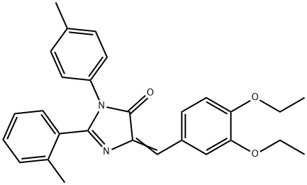 4H-Imidazol-4-one,  5-[(3,4-diethoxyphenyl)methylene]-3,5-dihydro-2-(2-methylphenyl)-3-(4-methylphenyl)- 结构式