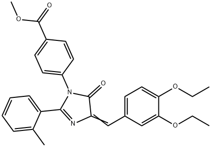 Benzoic  acid,  4-[4-[(3,4-diethoxyphenyl)methylene]-4,5-dihydro-2-(2-methylphenyl)-5-oxo-1H-imidazol-1-yl]-,  methyl  ester 结构式