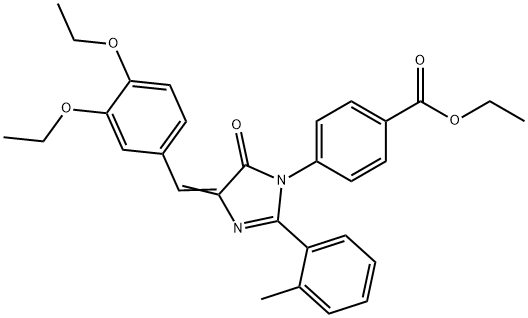 Benzoic  acid,  4-[4-[(3,4-diethoxyphenyl)methylene]-4,5-dihydro-2-(2-methylphenyl)-5-oxo-1H-imidazol-1-yl]-,  ethyl  ester 结构式