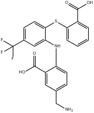 Benzoic  acid,  5-(aminomethyl)-2-[[2-[(2-carboxyphenyl)thio]-5-(trifluoromethyl)phenyl]amino]- 结构式