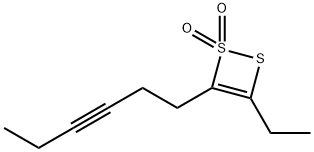1,2-Dithiete,3-ethyl-4-(3-hexynyl)-,1,1-dioxide(9CI) 结构式