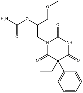 1-[2-(Aminocarbonyloxy)-3-methoxypropyl]-5-ethyl-5-phenylbarbituric acid 结构式
