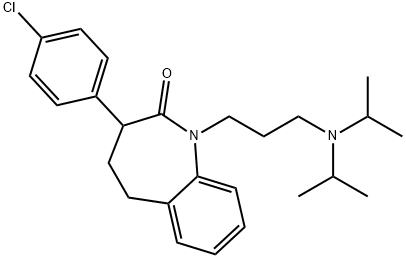 2,3,4,5-Tetrahydro-3-(p-chlorophenyl)-1-[3-(diisopropylamino)propyl]-1H-1-benzazepin-2-one 结构式