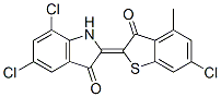 5,7-Dichloro-2-[6-chloro-4-methyl-3-oxobenzo[b]thiophen-2(3H)-ylidene]-1H-indol-3(2H)-one 结构式