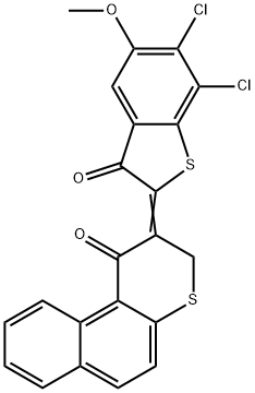 2-[6,7-Dichloro-5-methoxy-3-oxobenzo[b]thiophen-2(3H)-ylidene]naphtho[2,1-b]thiophen-1(2H)-one 结构式