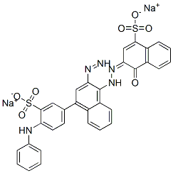 disodium (3Z)-3-[[4-(4-anilino-3-sulfonato-phenyl)diazenylnaphthalen-1-yl]hydrazinylidene]-4-oxo-naphthalene-1-sulfonate 结构式