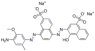 4-[(4-Amino-2-methyl-5-methoxyphenyl)azo]-1'-hydroxy-[1,2'-azobisnaphthalene]-4',6-disulfonic acid disodium salt 结构式