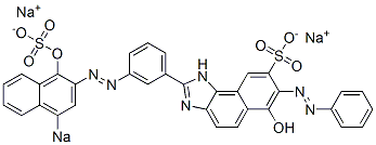 6-Hydroxy-2-[3-[(1-hydroxy-4-sodiosulfo-2-naphthalenyl)azo]phenyl]-7-phenylazo-1H-naphth[1,2-d]imidazole-8-sulfonic acid sodium salt 结构式