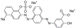 2-Hydroxy-5-[[4-[(1-hydroxy-5-sodiosulfo-2-naphthalenyl)azo]-1-naphthalenyl]azo]benzoic acid sodium salt 结构式
