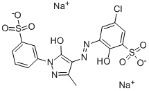 [5-氯代-3-[[4,5-二氢化-3-甲基-5-氧代-1-(3-磺基苯基)-1H-吡唑-4-基]偶氮]-2-羟基苯磺酸根(4-)]羟基合铬酸(2-)二钠 结构式