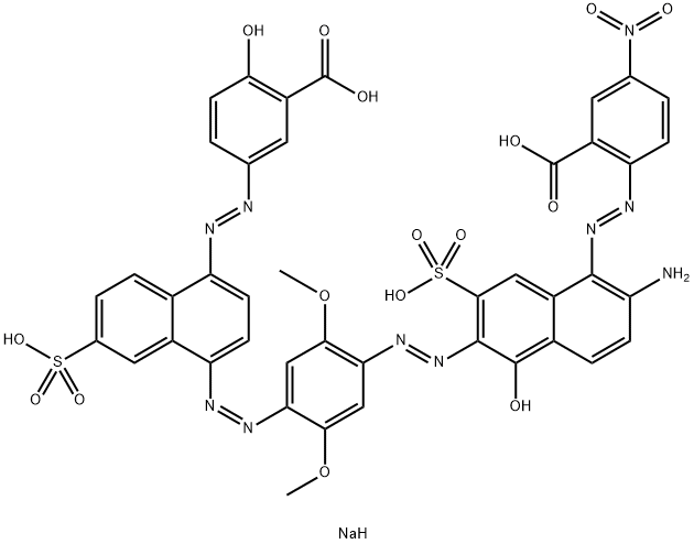 tetrasodium 2-[[2-amino-6-[[4-[[4-[(3-carboxylato-4-hydroxyphenyl)azo]-7-sulphonato-1-naphthyl]azo]-2,5-dimethoxyphenyl]azo]-5-hydroxy-7-sulphonato-1-naphthyl]azo]-5-nitrobenzoate  结构式