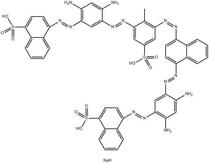 4-[[2,4-Diamino-5-[[3-[[4-[[2,4-diamino-5-[(4-sodiosulfo-1-naphthalenyl)azo]phenyl]azo]-1-naphthalenyl]azo]-2-methyl-5-sodiosulfophenyl]azo]phenyl]azo]naphthalene-1-sulfonic acid sodium salt 结构式