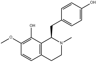 [2R,(-)]-1,2,3,4-Tetrahydro-1-[(4-hydroxyphenyl)methyl]-7-methoxy-2-methyl-8-isoquinolinol 结构式