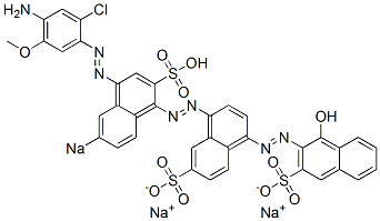 4-[[4-[(4-Amino-2-chloro-5-methoxyphenyl)azo]-6-sodiosulfo-1-naphthalenyl]azo]-1'-hydroxy[1,2'-azobisnaphthalene]-3',6-disulfonic acid disodium salt 结构式