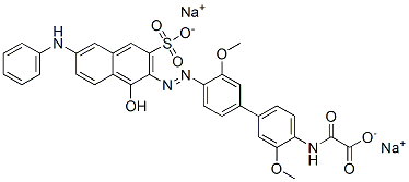 [[4'-[[1-Hydroxy-6-(phenylamino)-3-sulfo-2-naphthalenyl]azo]-3,3'-dimethoxy[1,1'-biphenyl]-4-yl]amino]oxoacetic acid disodium salt 结构式