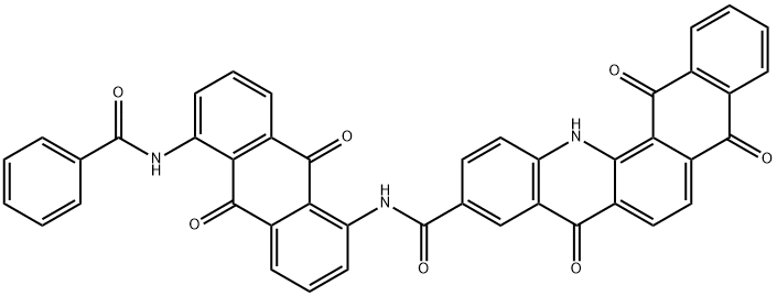 N-[5-(苯甲酰氨基)-9,10-二氢-9,10-二氧代-1-蒽基]-5,8,13,14-四氢-5,8,14-三氧代萘并[2,3-C]吖啶-10-甲酰胺 结构式