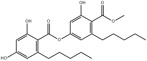 2,4-Dihydroxy-6-pentylbenzoic acid 3-hydroxy-4-(methoxycarbonyl)-5-pentylphenyl ester 结构式