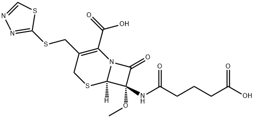 (7S)-7-[(4-Carboxy-1-oxobutyl)amino]-7-methoxy-3-[[(1,3,4-thiadiazol-2-yl)thio]methyl]cepham-3-ene-4-carboxylic acid 结构式