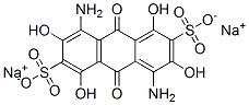 4,8-Diamino-9,10-dihydro-1,3,5,7-tetrahydroxy-9,10-dioxoanthracene-2,6-disulfonic acid disodium salt 结构式