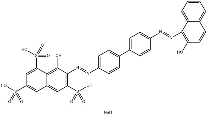 8-Hydroxy-7-[[4'-[(2-hydroxy-1-naphtyl)azo]-1,1'-biphenyl-4-yl]azo]-1,3,6-naphthalenetrisulfonic acid trisodium salt 结构式