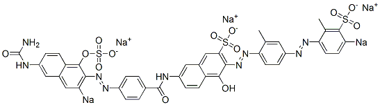 7-[[4-[(6-Ureido-1-hydroxy-3-sodiosulfo-2-naphthalenyl)azo]benzoyl]amino]-4-hydroxy-3-[[2-methyl-4-[(2-methyl-4-sodiosulfophenyl)azo]phenyl]azo]naphthalene-2-sulfonic acid sodium salt 结构式