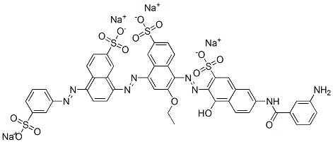 tetrasodium 5-[[6-[(3-aminobenzoyl)amino]-1-hydroxy-3-sulphonato-2-naphthyl]azo]-6-ethoxy-8-[[7-sulphonato-4-[(3-sulphonatophenyl)azo]naphthyl]azo]naphthalene-2-sulphonate  结构式