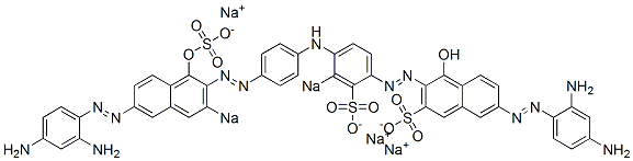 7-[(2,4-Diaminophenyl)azo]-3-[[4-[[4-[[6-[(2,4-diaminophenyl)azo]-1-hydroxy-3-sodiosulfo-2-naphthalenyl]azo]phenyl]amino]-3-sodiosulfophenyl]azo]-4-hydroxynaphthalene-2-sulfonic acid sodium salt 结构式
