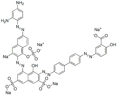 5-[[4'-[[8-[[6-[(2,4-Diaminophenyl)azo]-1-hydroxy-3-sodiosulfo-2-naphthalenyl]azo]-1-hydroxy-3,6-bis(sodiosulfo)-2-naphthalenyl]azo][1,1'-biphenyl]-4-yl]azo]-2-hydroxybenzoic acid sodium salt 结构式