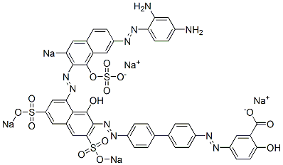 5-[[4'-[[8-[[7-[(2,4-Diaminophenyl)azo]-1-hydroxy-3-sodiosulfo-2-naphthalenyl]azo]-1-hydroxy-3,6-bis(sodiosulfo)-2-naphthalenyl]azo][1,1'-biphenyl]-4-yl]azo]-2-hydroxybenzoic acid sodium salt 结构式