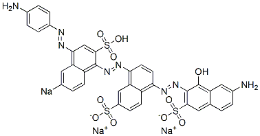 7'-Amino-4-[[4-[(4-aminophenyl)azo]-6-sodiosulfo-1-naphthalenyl]azo]-1'-hydroxy[1,2'-azobisnaphthalene]-3',6-disulfonic acid disodium salt 结构式