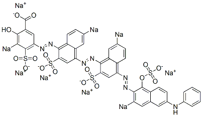 2-Hydroxy-5-[[4-[[4-[(1-hydroxy-6-phenylamino-3-sodiosulfo-2-naphthalenyl)azo]-7-sodiosulfo-1-naphthalenyl]azo]-6-sodiosulfo-1-naphthalenyl]azo]-3-sodiosulfobenzoic acid sodium salt 结构式