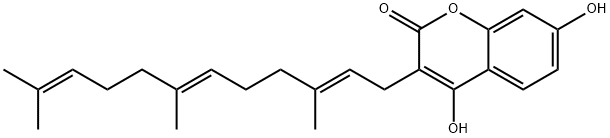 4,7-Dihydroxy-3-(3,7,11-trimethyl-2,6,10-dodecatrienyl)-2H-1-benzopyran-2-one 结构式