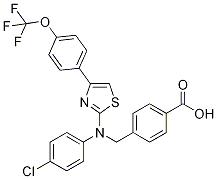 4-(N-(4-氯苯基)-N-(4-(对三氟甲氧基苯基)噻唑-2-基))氨甲基苯甲酸 结构式