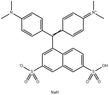 hydrogen [4-[4-(dimethylamino)-alpha-(3,6-disulphonato-1-naphthyl)benzylidene]cyclohexa-2,5-dien-1-ylidene]dimethylammonium, sodium salt  结构式