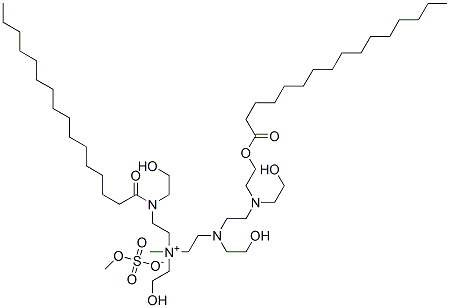 Ethanaminium, N-(2-hydroxyethyl)-N-[2-[(2-hydroxyethyl)[2-[(2-hydroxyethyl)[2-[(1-oxohexadecyl)oxy]ethyl]amino]ethyl]amino]ethyl]-2-[(2-hydroxyethyl)(1-oxohexadecyl)amino]-N-methyl-, methyl sulfate (salt) 结构式