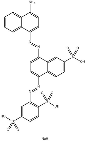 trisodium 2-[[4-[(4-amino-1-naphthyl)azo]-6-sulphonato-1-naphthyl]azo]benzene-1,4-disulphonate 结构式
