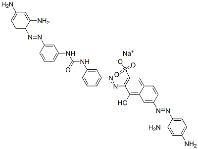6-[(2,4-Diaminophenyl)azo]-3-[[3-[3-[3-[(2,4-diaminophenyl)azo]phenyl]ureido]phenyl]azo]-4-hydroxynaphthalene-2-sulfonic acid sodium salt 结构式