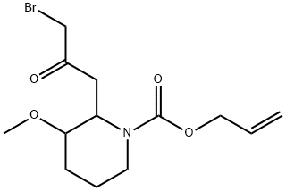 2-(3-溴-2-羰基丙基)-3-甲氧基-1-哌啶酸 2-丙烯醇酯 结构式
