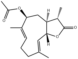 (3S,3aS,5S,6E,10E,11aS)-5-Acetoxy-3a,4,5,8,9,11a-hexahydro-3,6,10-trimethylcyclodeca[b]furan-2(3H)-one 结构式