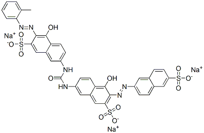 trisodium 4-hydroxy-7-[[[[5-hydroxy-7-sulfonato-6-[(o-tolyl)azo]-2-naphthyl]amino]carbonyl]amino]-3-[(6-sulphonato-2-naphthyl)azo]naphthalene-2-sulphonate  结构式
