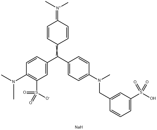 hydrogen [4-[[4-(dimethylamino)-3-sulphonatophenyl][4-[methyl(3-sulphonatobenzyl)amino]phenyl]methylene]cyclohexa-2,5-dien-1-ylidene]dimethylammonium, sodium salt  结构式