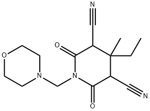 4-ethyl-4-methyl-1-(morpholin-4-ylmethyl)-2,6-dioxo-piperidine-3,5-dic arbonitrile 结构式