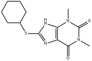 8-(Cyclohexylthio)-1,3-dimethyl-2-thioxo-2,3-dihydro-7H-purin-6(1H)-one 结构式