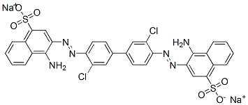disodium 3,3'-[(3,3'-dichloro[1,1'-biphenyl]-4,4'-diyl)bis(azo)]bis(4-aminonaphthalene-1-sulphonate)  结构式