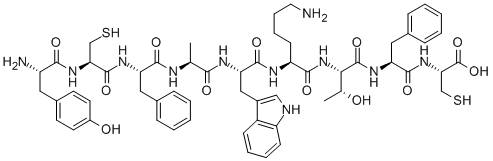 H-TYR-CYS-PHE-ALA-TRP-LYS-THR-PHE-CYS-OH 结构式