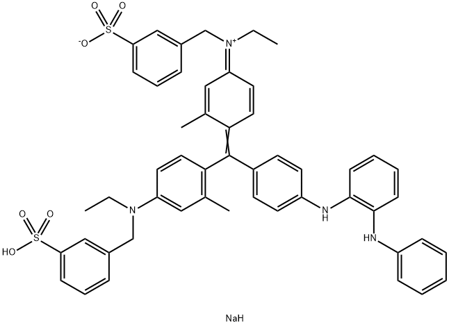 N-Ethyl-N-[4-[[4-[N-ethyl-N-(3-sodiosulfobenzyl)amino]-2-methylphenyl][4-[[2-(phenylamino)phenyl]amino]phenyl]methylene]-3-methyl-2,5-cyclohexadien-1-ylidene]-3-sulfonatobenzenemethanaminium 结构式