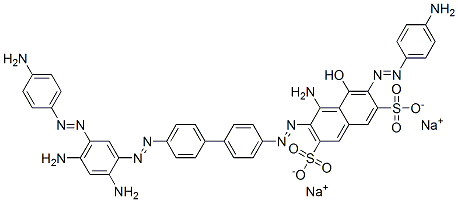 4-Amino-6-[(4-aminophenyl)azo]-3-[[4'-[[5-[(4-aminophenyl)azo]-2,4-diaminophenyl]azo][1,1'-biphenyl]-4-yl]azo]-5-hydroxynaphthalene-2,7-disulfonic acid disodium salt 结构式