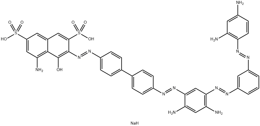 5-Amino-3-[[4'-[[2,4-diamino-5-[[3-[(2,4-diaminophenyl)azo]phenyl]azo]phenyl]azo][1,1'-biphenyl]-4-yl]azo]-4-hydroxynaphthalene-2,7-disulfonic acid disodium salt 结构式